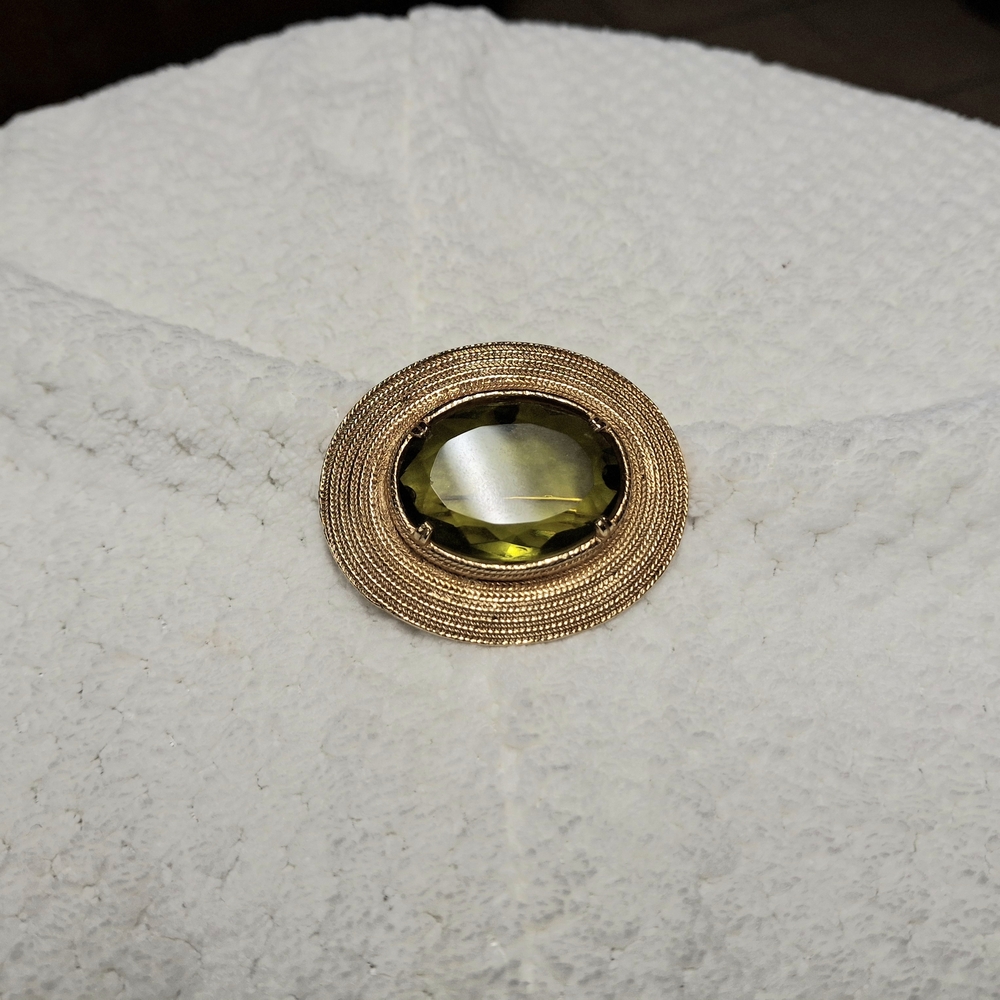 Gold and Green Brooch